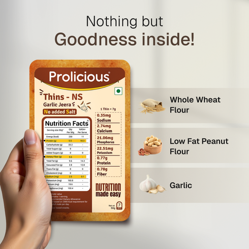 Prolicious Garlic Jeera Thins No Added Salt