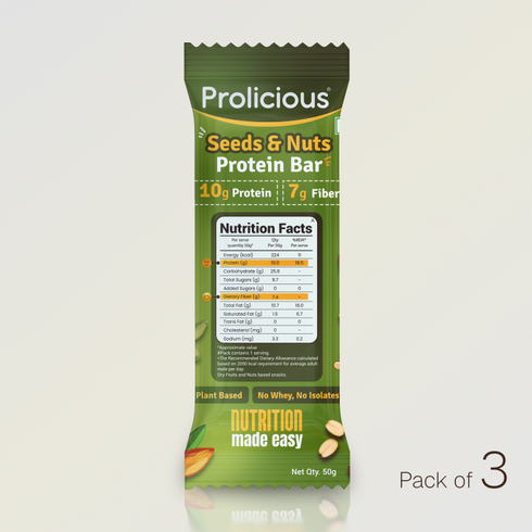 Prolicious Seeds & Nuts Protein Bar 10g Natural Protein