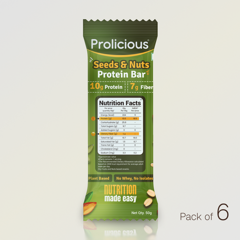 Prolicious Seeds & Nuts Protein Bar 10g Natural Protein