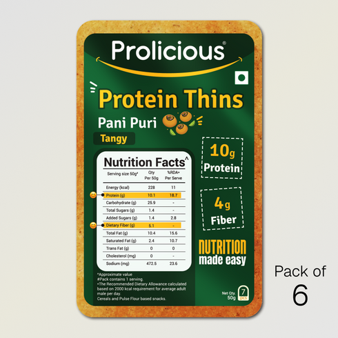 Prolicious Pani Puri Protein Thins 10g Natural Protein