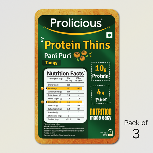 Prolicious Pani Puri Protein Thins 10g Natural Protein