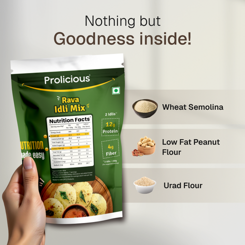 Prolicious Rava Idli Mix 12g Natural Protein