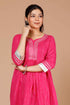 Miravan Womens Pink Printed A Line Gotta Patti Lurex Cotton Kurti With Sharara