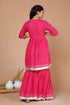 Miravan Womens Pink Printed A Line Gotta Patti Lurex Cotton Kurti With Sharara