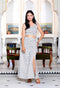 Miravan Womens White Animal Print Round Neck Top With Side Slit Skirt Co Ord Set