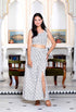 Miravan Womens White Animal Print Round Neck Top With Side Slit Skirt Co Ord Set