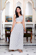 Miravan Womens White Animal Print Round Neck Top With Side Slit Skirt Co Ord Set