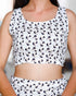 Miravan Womens White Animal Print Round Neck Top With Side Slit Skirt Co Ord Set