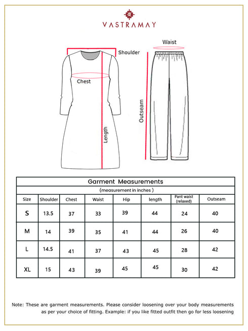 Vastramay Women's Grey Printed Cotton Kurta Pant Set