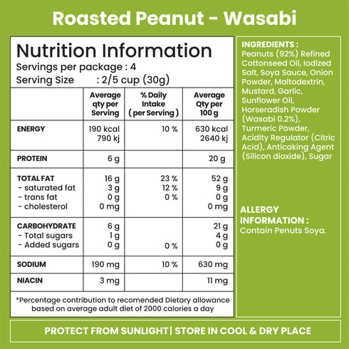Jabsons Foods Wasabi Roasted Peanuts