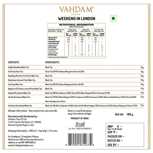 Vahdam Weekend In London Gift Set 9 Teas