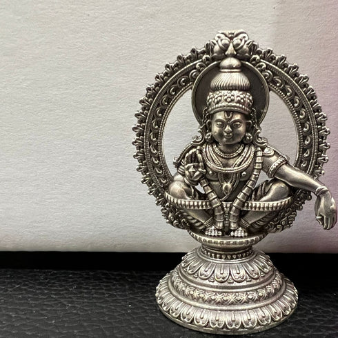 Pure Silver Ayyappa oxidized Idol Antique 13g