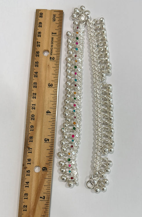 Pure Silver Multi Color Enamels Anklets 57g