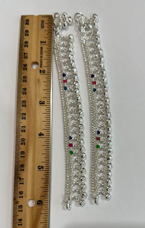 Pure Silver Multi Color Enamels Anklets 43g