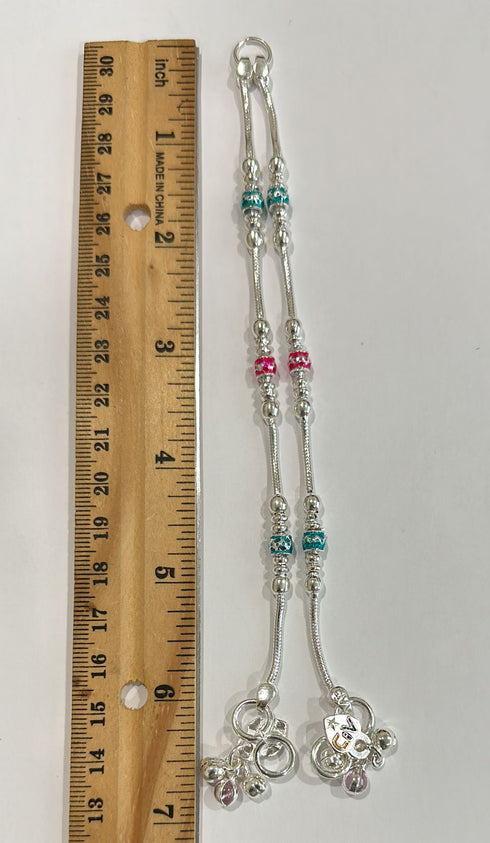 Pure Silver Enamels Anklets 24g