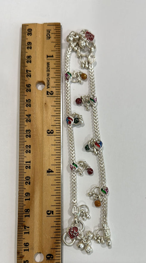 Pure Silver Multi Color Enamels Anklets 24g