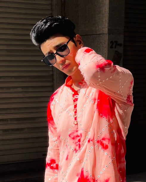 Kzari Red Mirror Kurta