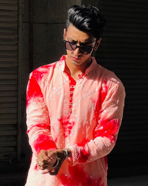 Kzari Red Mirror Kurta