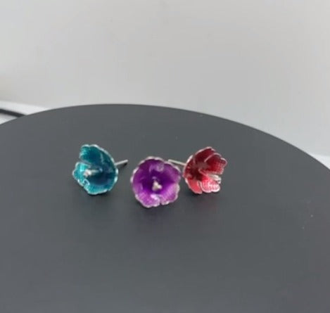 Pure Silver Enamel Flowers 4g (Pack of 3)