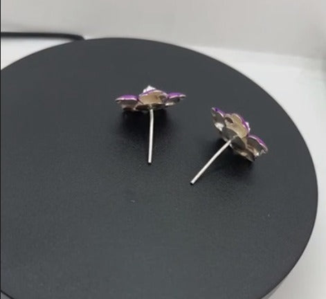 Pure Silver Enamel Purple Flowers 6g (Pack of 2)