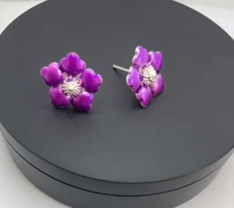 Pure Silver Enamel Purple Flowers 6g (Pack of 2)