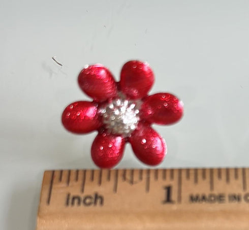 Pure Silver Red Color Flowers 9g (Pack of 3)