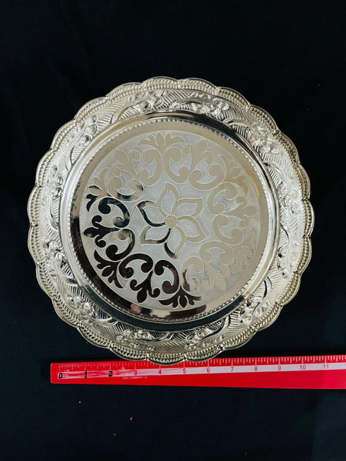 Pure Silver Floral Design Plate 430g