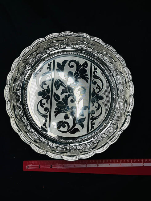 Pure Silver Floral Design Plate 400g