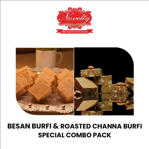 Novelty Sweets Amritsar Besan Burfi and Roasted Chana Barfi Combo Pack