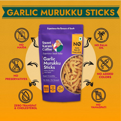 Sweet Karam Coffee Garlic Murukku Sticks