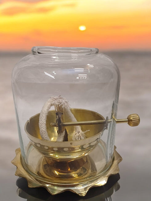 Tamas Akhand Jyot Diya With Wick Lifting Screw Lever