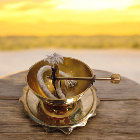 Tamas Akhand Jyot Diya With Wick Lifting Screw Lever