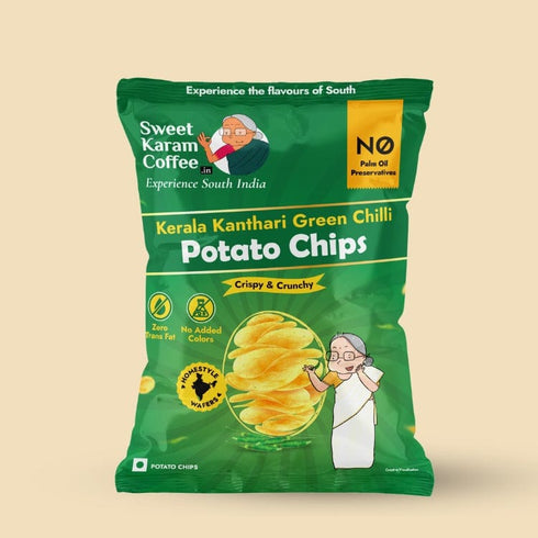 Sweet Karam Coffee Potato Chips - Kerala Kanthari Green Chilli