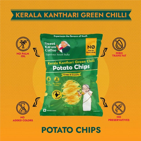 Sweet Karam Coffee Potato Chips - Kerala Kanthari Green Chilli