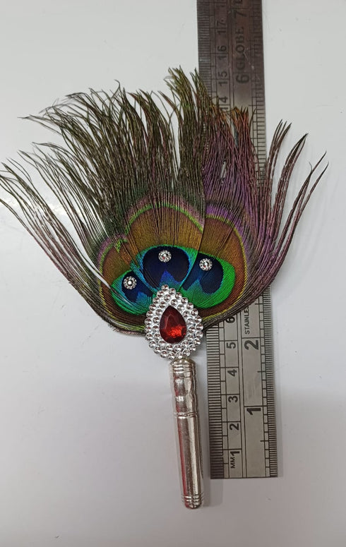 Pure Silver Mor Pankh Peacock Feather for Puja