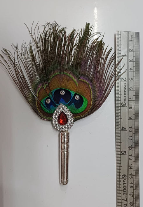 Pure Silver Mor Pankh Peacock Feather for Puja