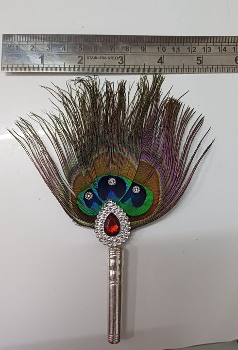 Pure Silver Mor Pankh Peacock Feather for Puja