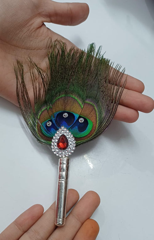 Pure Silver Mor Pankh Peacock Feather for Puja