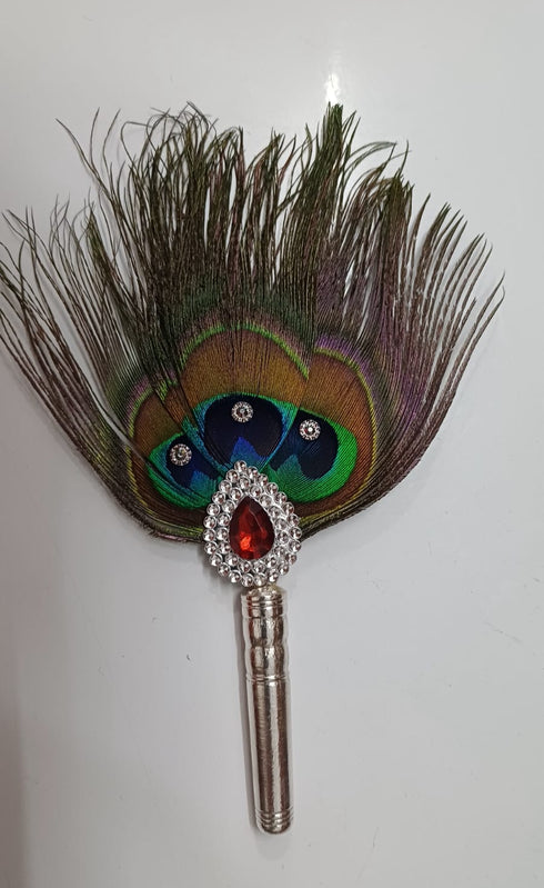 Pure Silver Mor Pankh Peacock Feather for Puja