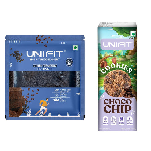 UNIFIT Double Choco Delight Chocolate Brownie with Choco Chip Cookie