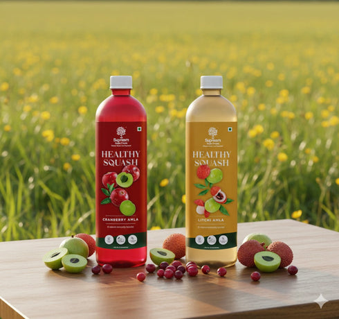 Supreem Super Foods Amla Fusion Duo Cranberry Amla + Litchi Amla Squash Combo