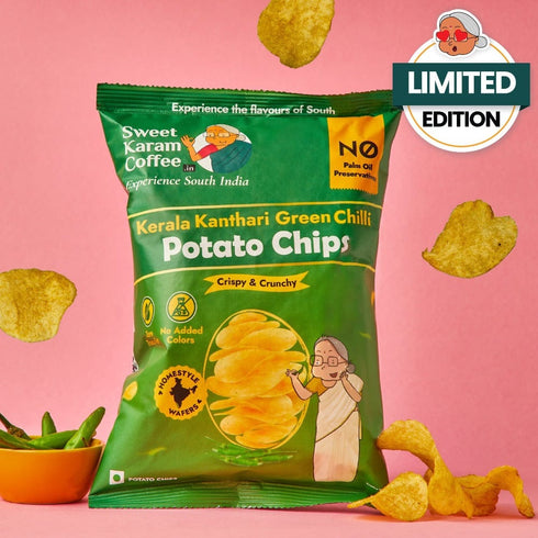 Sweet Karam Coffee Potato Chips - Kerala Kanthari Green Chilli