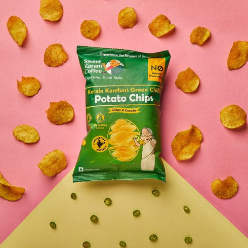 Sweet Karam Coffee Potato Chips - Kerala Kanthari Green Chilli