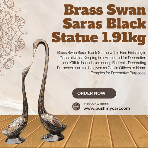 Brass Swan Saras Black Statue 1.91kg