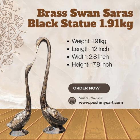 Brass Swan Saras Black Statue 1.91kg