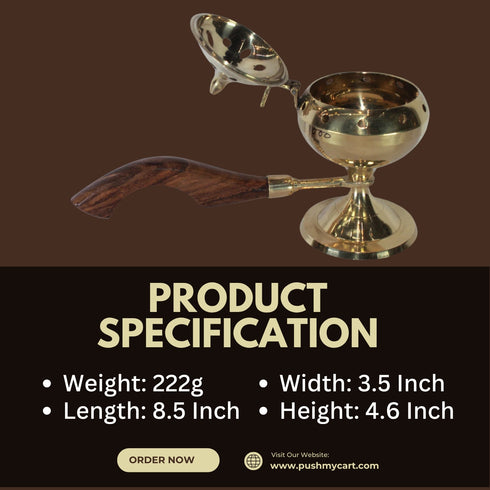 Brass Dhuna Dhoop Dani with Handle 222g