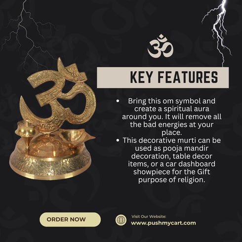 Brass OM Symbol with Diya or Agarbatti Stand 232g