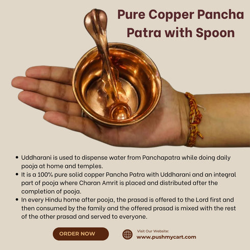 Pure Copper Pancha Patra with Spoon
