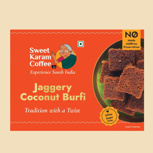 Sweet Karam Coffee Jaggery Coconut Burfi