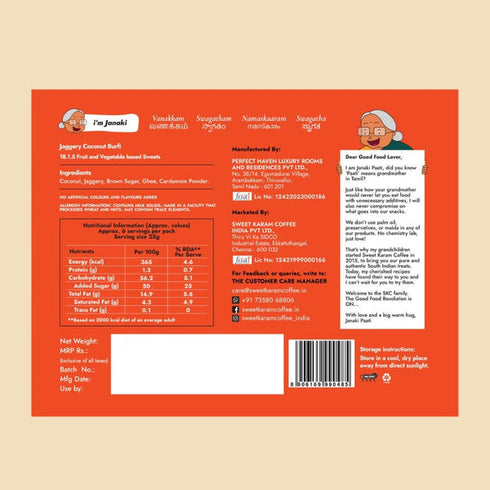 Sweet Karam Coffee Jaggery Coconut Burfi